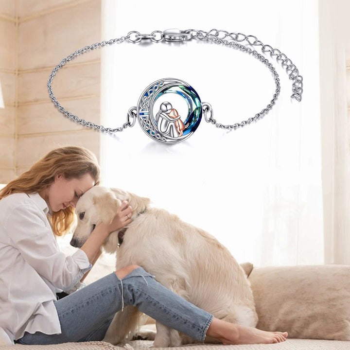 Adjustable Bracelet with Dog Charm in 925 Silver