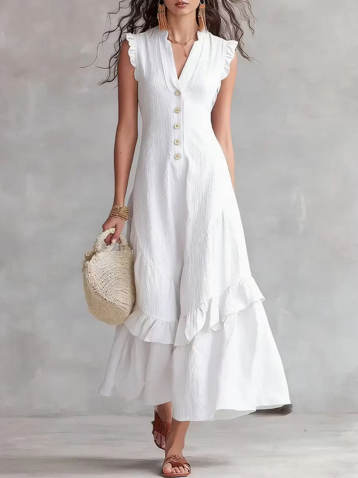 Minimalist Women's Lace Dress in Cotton and Linen