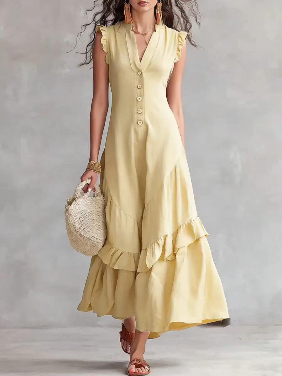 Minimalist Women's Lace Dress in Cotton and Linen