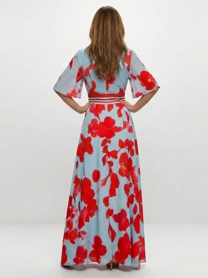 Maxi Floral Dress with Corinne Sleeves