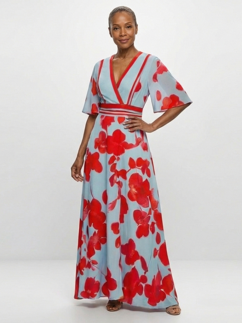Maxi Floral Dress with Corinne Sleeves