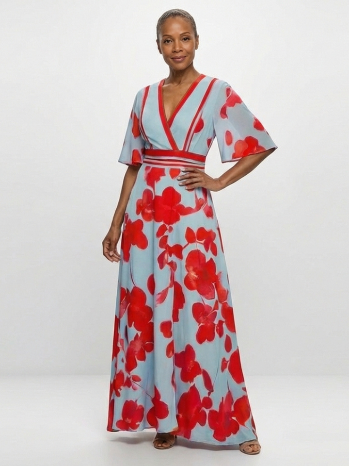 Maxi Floral Dress with Corinne Sleeves