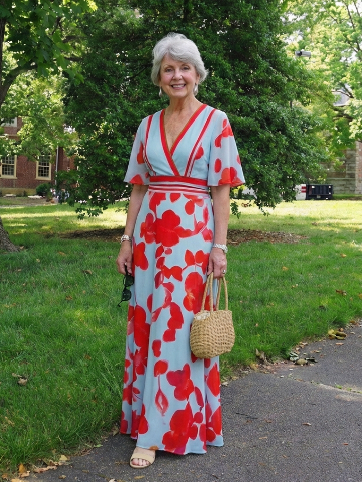 Maxi Floral Dress with Corinne Sleeves