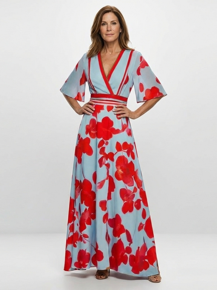 Maxi Floral Dress with Corinne Sleeves