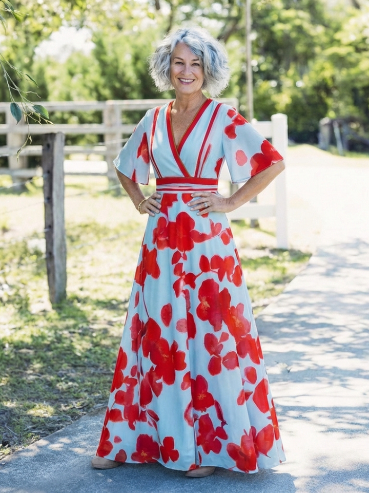 Maxi Floral Dress with Corinne Sleeves