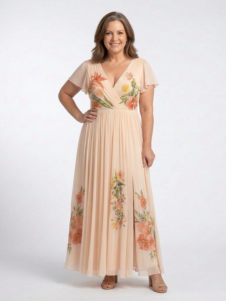 Calista Pleated Floral Maxi Dress
