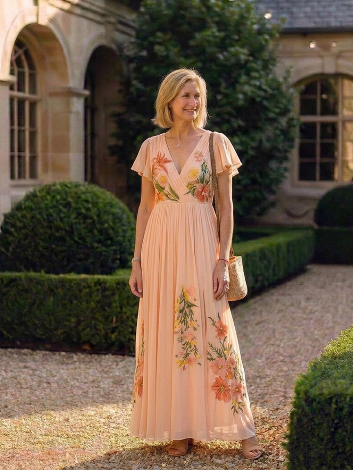 Calista Pleated Floral Maxi Dress