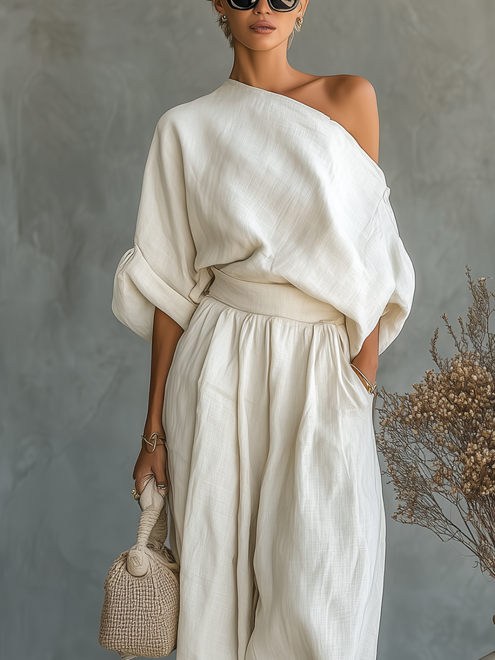 Trisha™ | Linen Set with One Shoulder