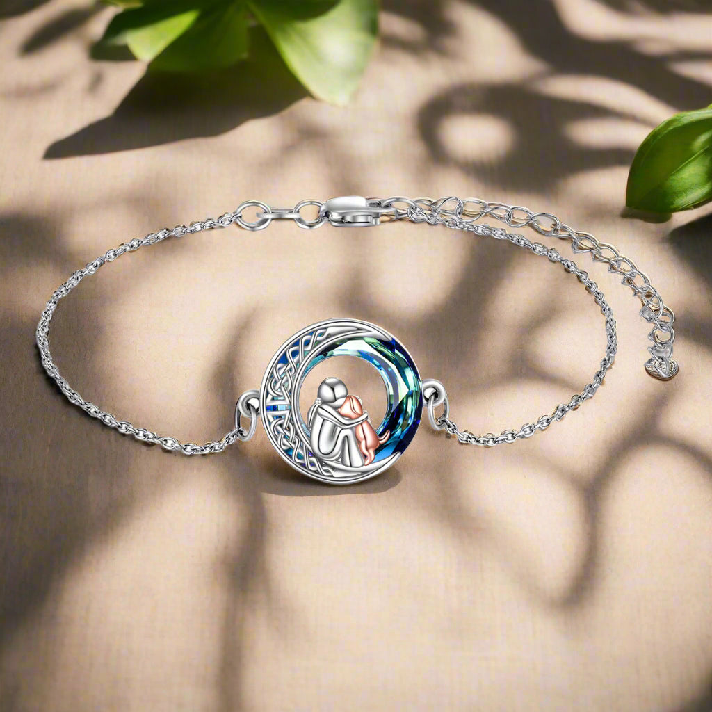 Adjustable Bracelet with Dog Charm in 925 Silver