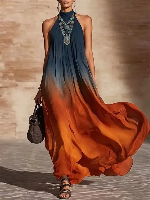 Paula | Long Halter Dress / Gradient