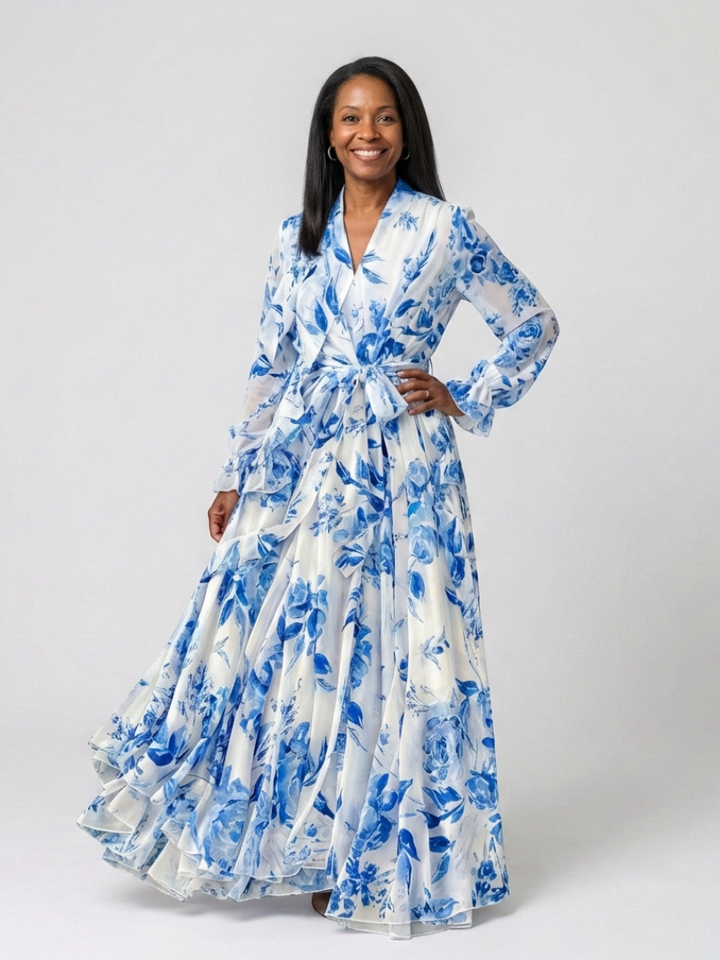 Lillian Floral Wrap Maxi Dress