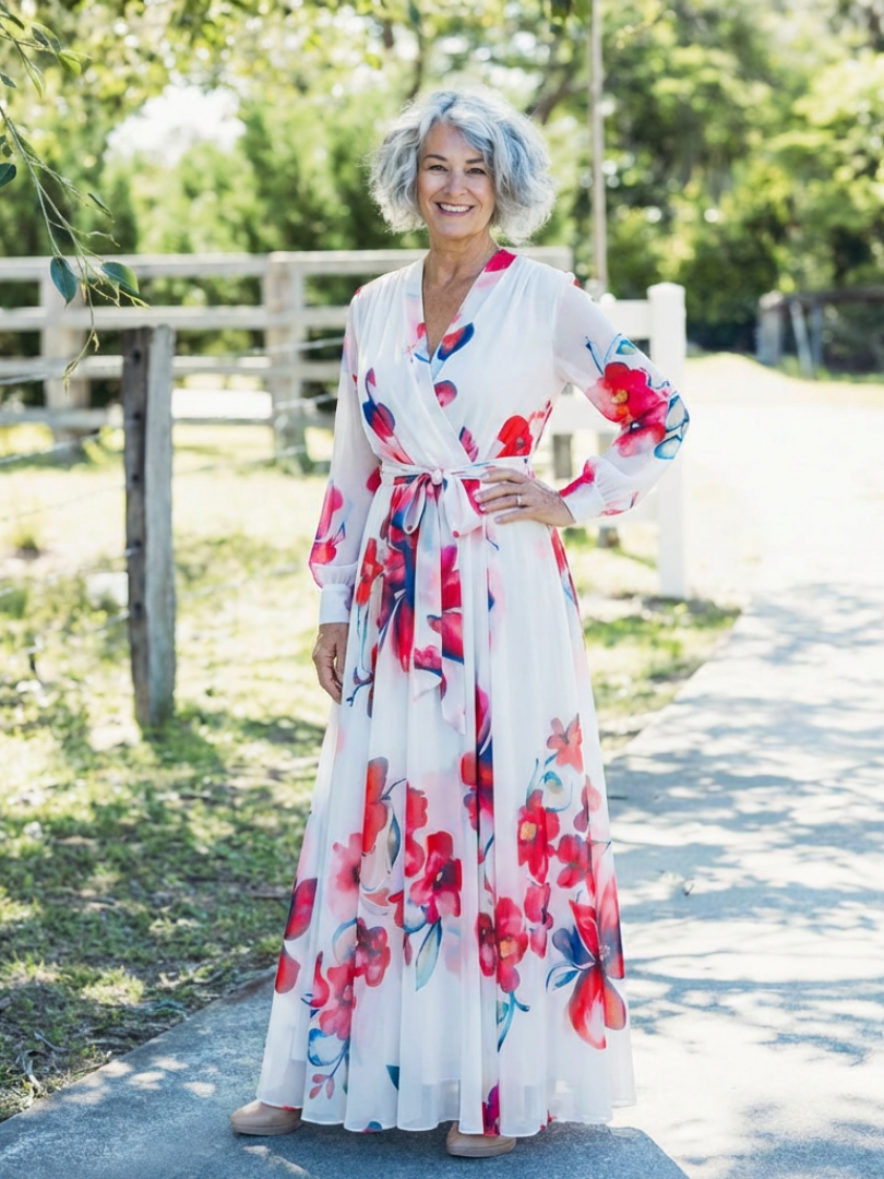 Lillian Floral Wrap Maxi Dress
