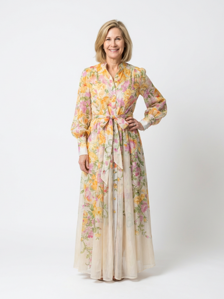 Long Floral Maxi Dress Transparent Cressida