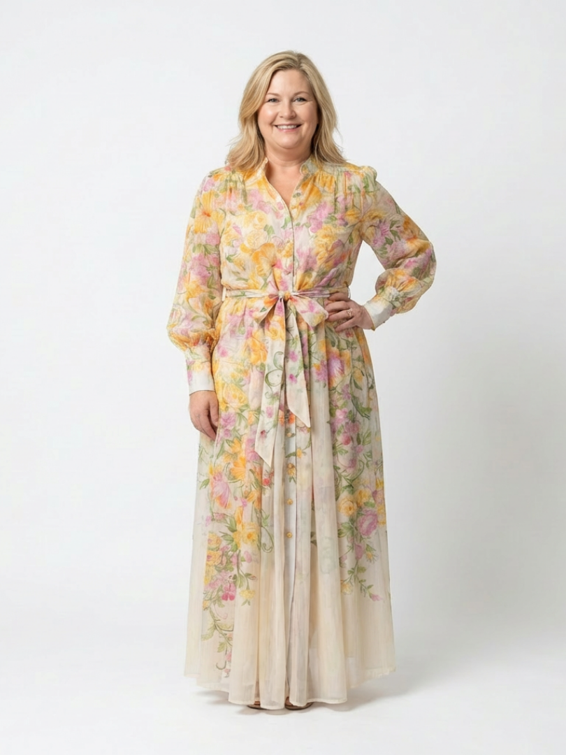 Long Floral Maxi Dress Transparent Cressida