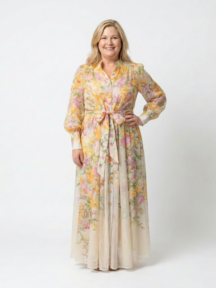 Long Floral Maxi Dress Transparent Cressida