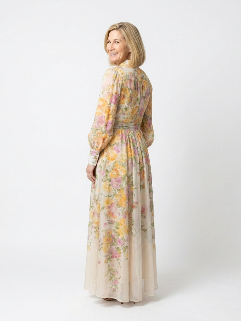 Long Floral Maxi Dress Transparent Cressida