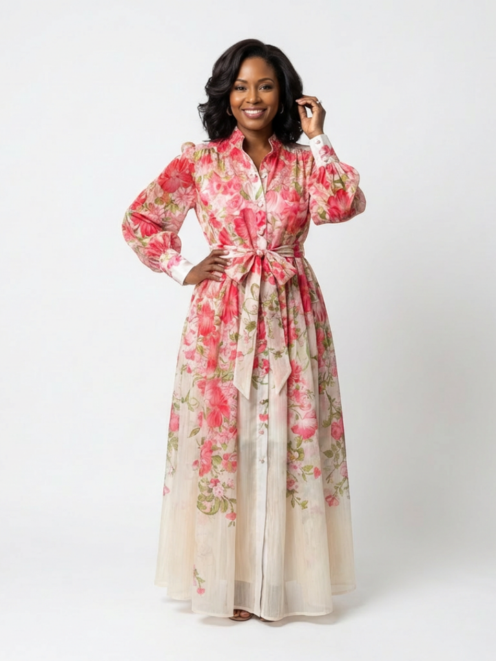 Long Floral Maxi Dress Transparent Cressida
