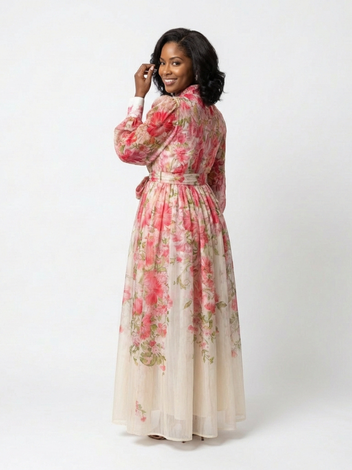 Long Floral Maxi Dress Transparent Cressida