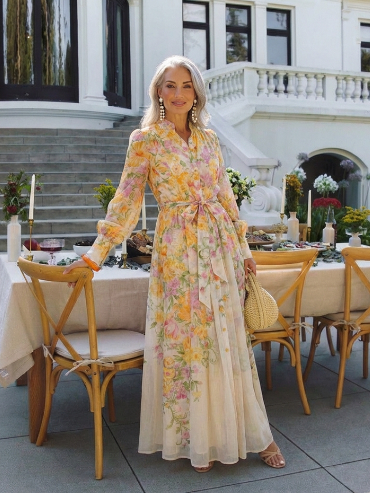 Long Floral Maxi Dress Transparent Cressida
