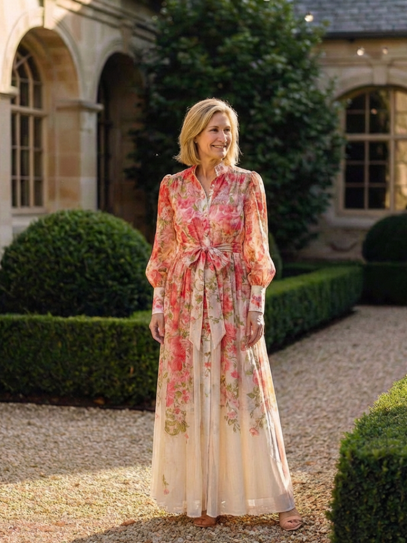 Long Floral Maxi Dress Transparent Cressida